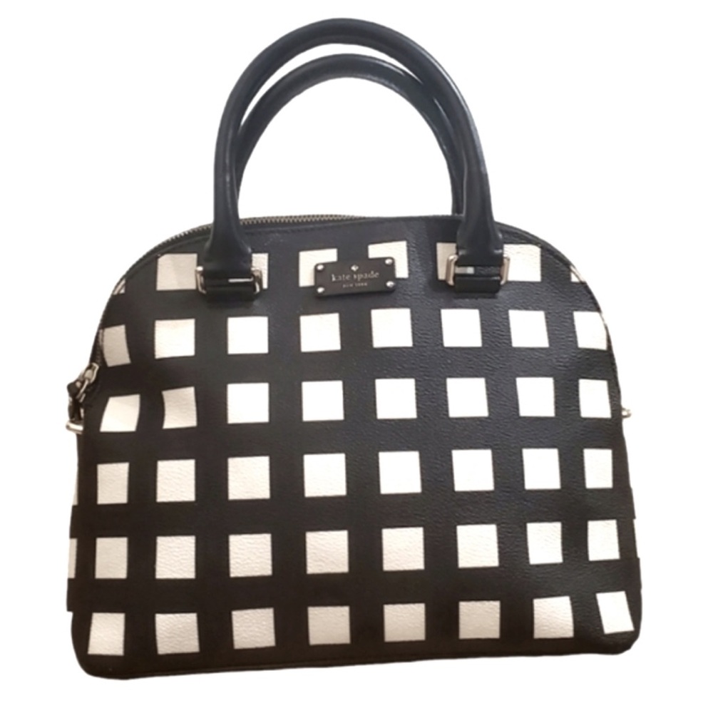 Kate Spade Carli Grove Street Pop Art satchel Bag checkered Black &  White